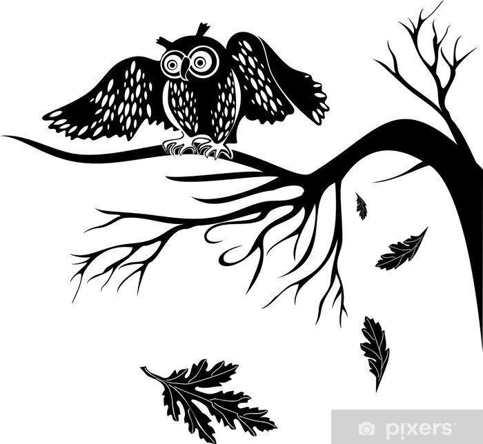 Силуэт птицы на ветке