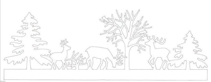 Трафареты на окна лес