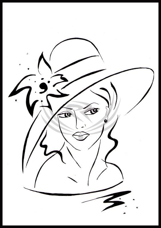 Девушка в шляпе рисунок
