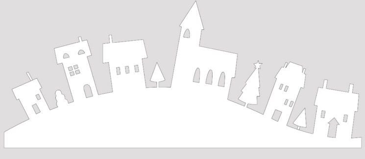 Трафареты на окна новогодние домики