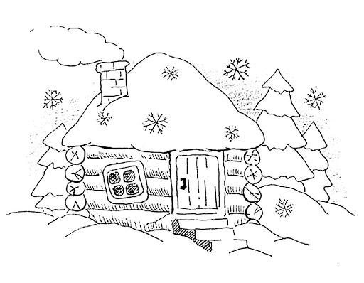 Зимний пейзаж раскраска для детей