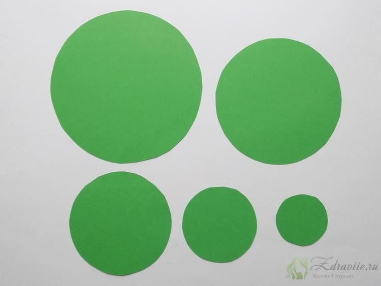 Ëлка из кружочков разного диаметра