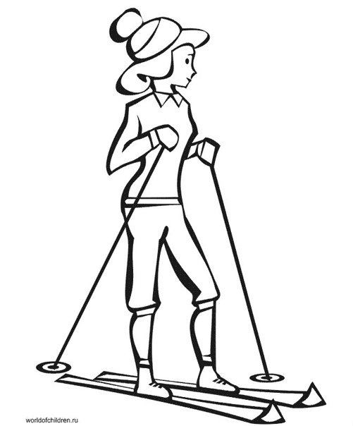 Лыжник трафарет для детей