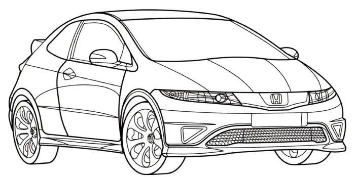 Раскраска Хонда Цивик Type r