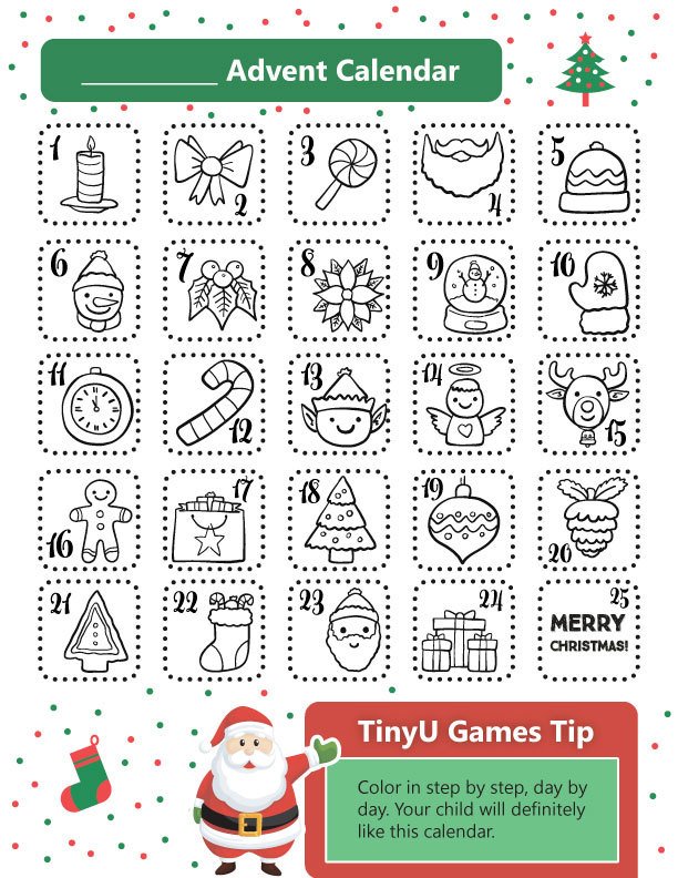 Задания для адвент календаря для детей 5-6 лет новогодние