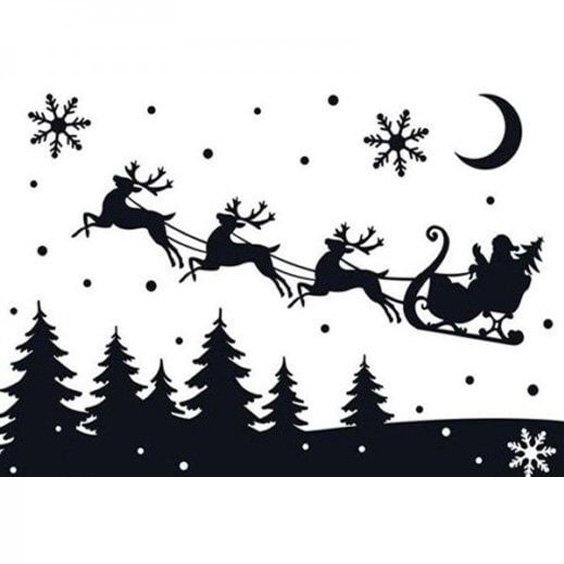 Силуэт на окно на новый год