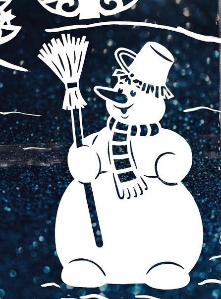 Снеговик почтовик трафарет на окно