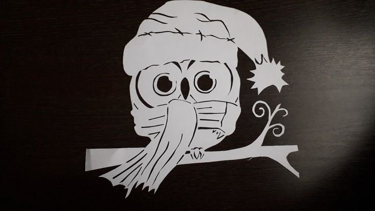 Вытынанка Новогодняя Сова