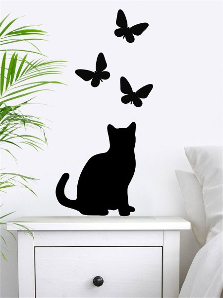 Кот наклейка на стену