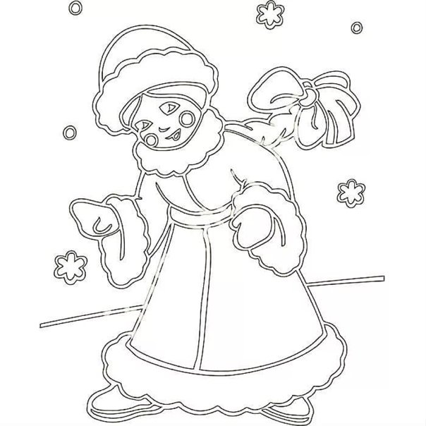 Трафарет Снегурочки на окно новый год