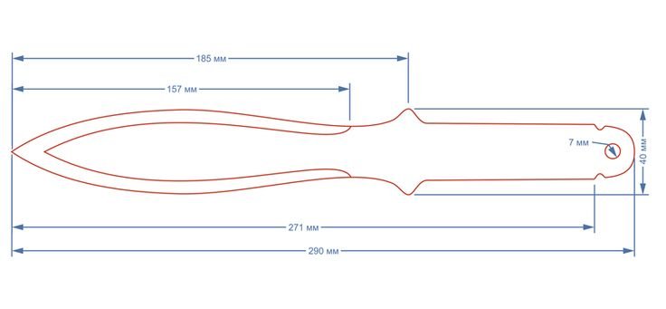 Метательный нож Овод чертеж