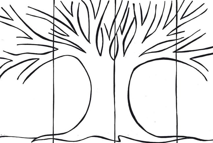 Трафарет объемного дерева
