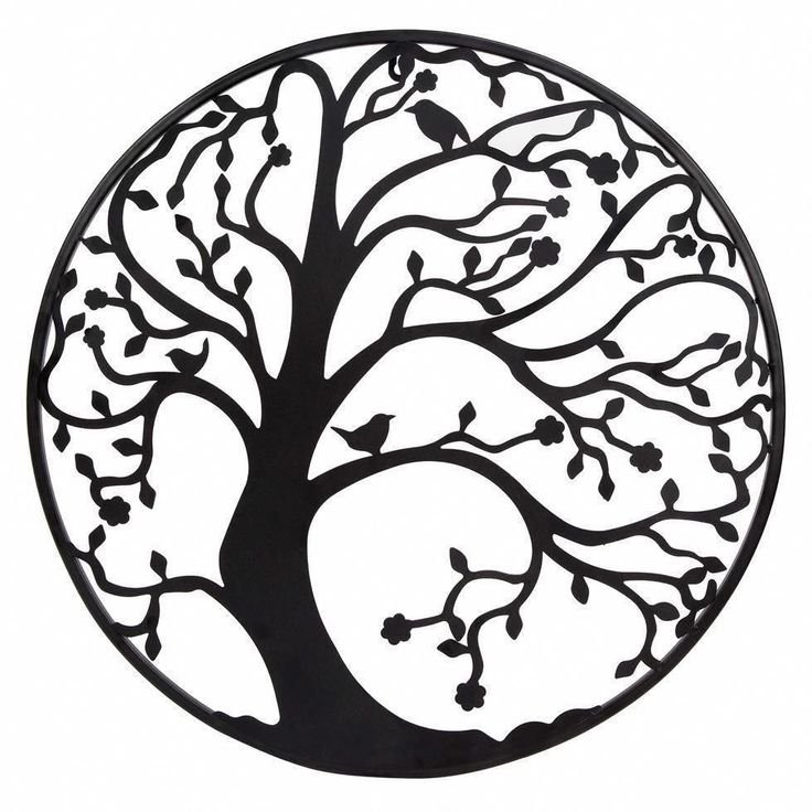 Дерево в круге трафарет