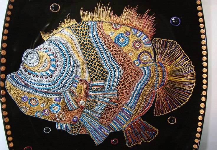 Золотая рыбка точечная роспись