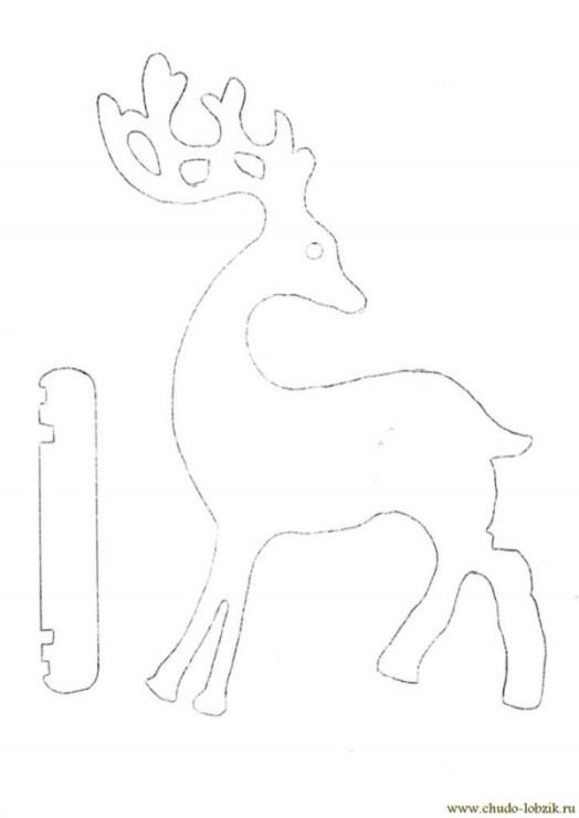 Новогодний олень трафарет