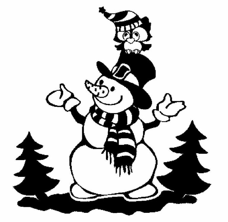 Снеговик трафарет для вырезания