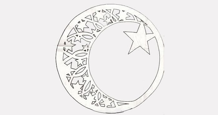 Месяц трафарет для вырезания на новый год