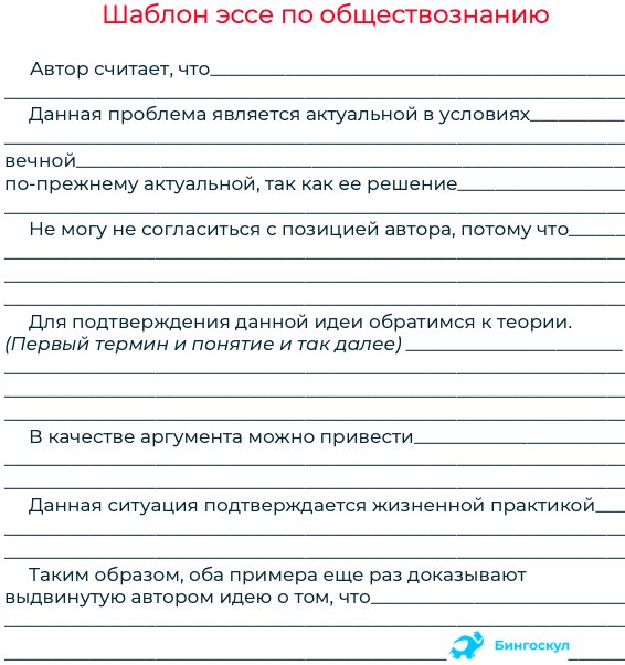 Эссе схема написания и примеры