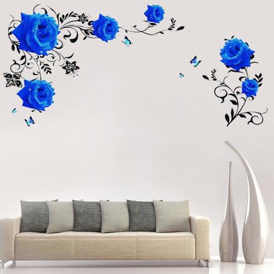 Наклейки на стену голубой цветок