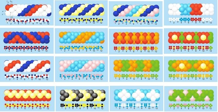 Схема плетения гирлянды из шаров 2 цвета