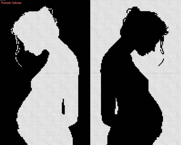 Силуэт беременной черно-белый