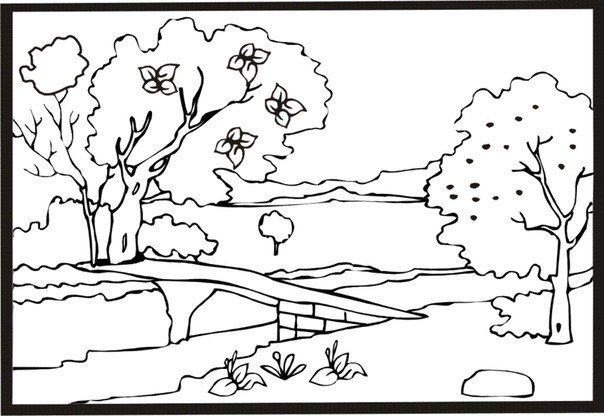 Пейзаж раскраска для детей