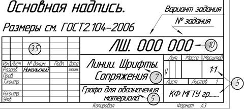 Размер шрифта в рамке чертежа