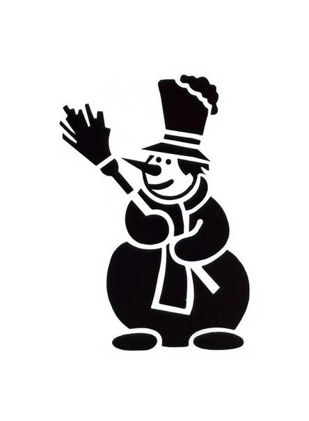 Снеговик трафарет для вырезания на окно