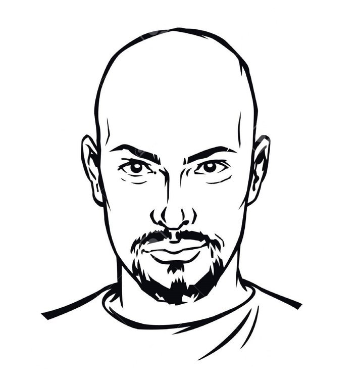 Мужчина лысый и бородатый силуэт