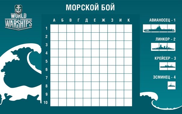 Морской бой сетка для игры