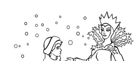 Снежная Королева трафарет на окна