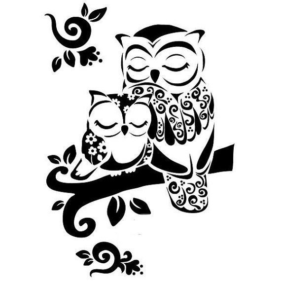 Сова трафарет для тату