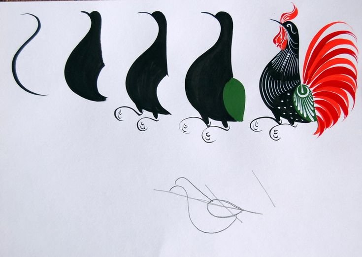 Городецкий фазан поэтапное