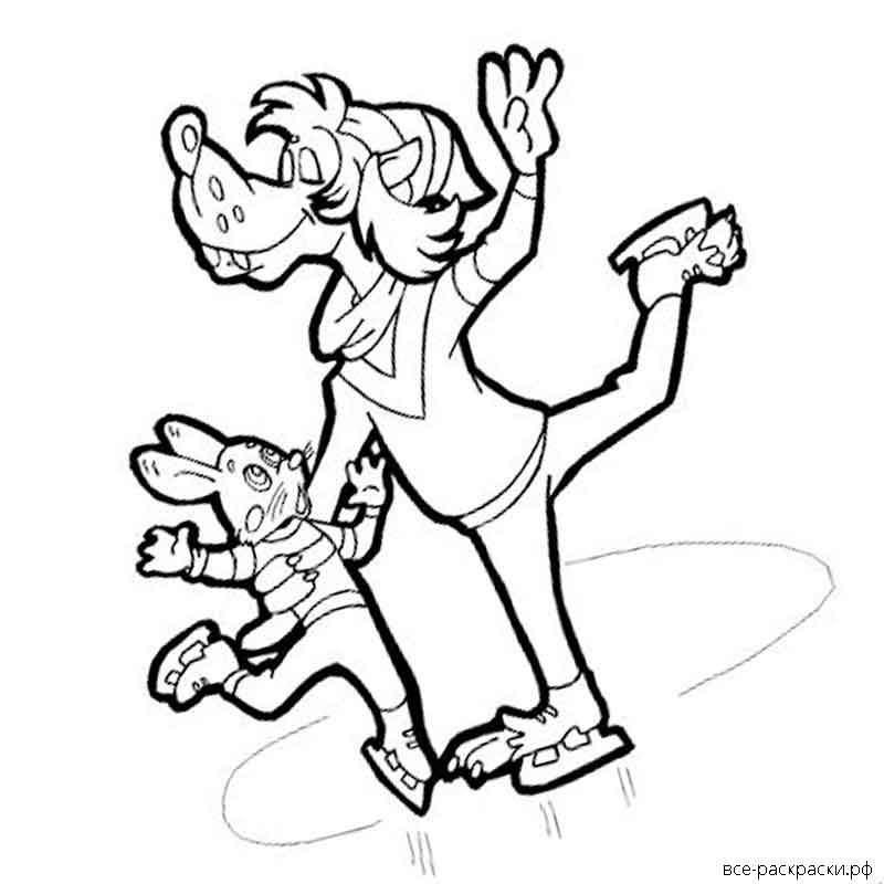 Волк и заяц из ну погоди раскраска