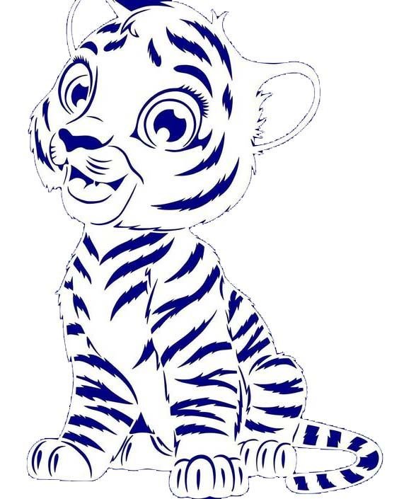 Новогодний Тигренок трафарет