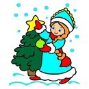 Снегурочки на окна цветные