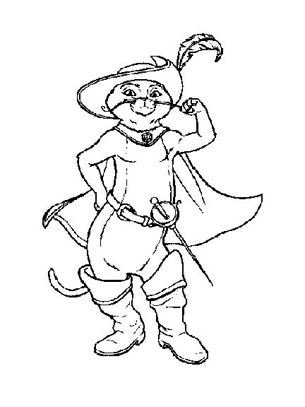 Кот в сапогах трафарет