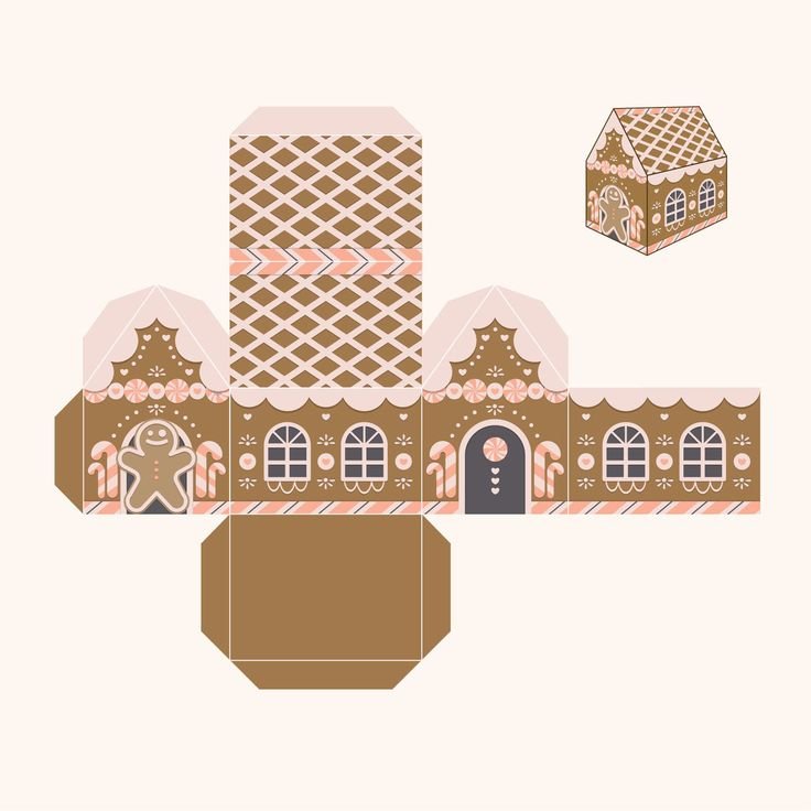 Развертка новогоднего домика