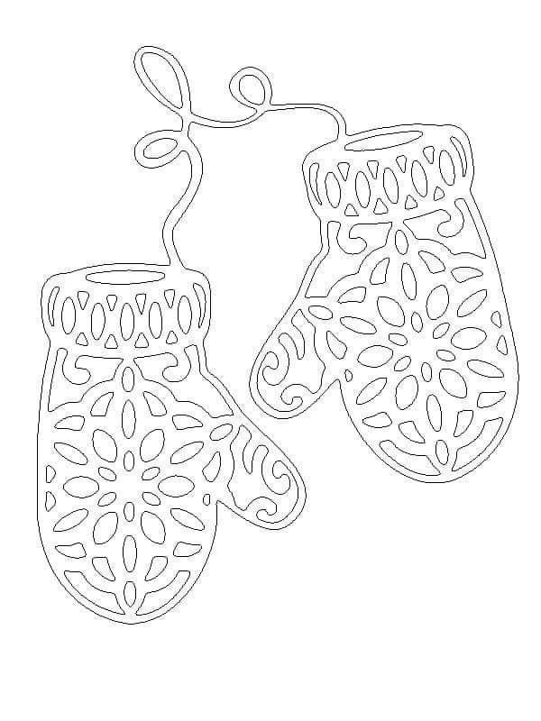 Трафарет варежка на новый год