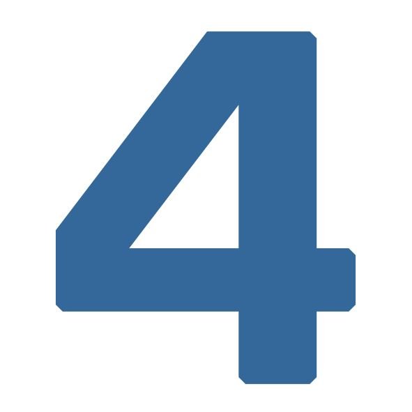 Цифра 4 голубая