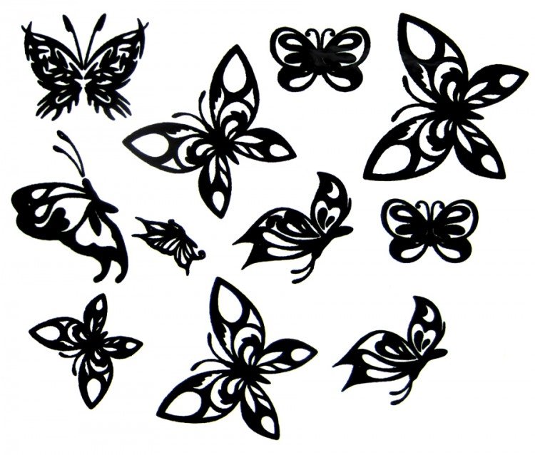 Бабочка тату черно белая