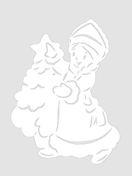 Снегурочка трафарет на окно