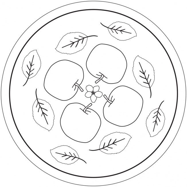 Трафарет тарелка с фруктами