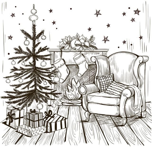 Новогодние картинки для срисовки