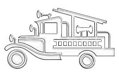 Трафарет пожарной машины для аппликации