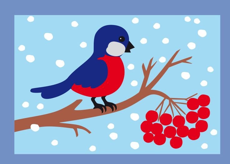 Аппликация птичка на ветке