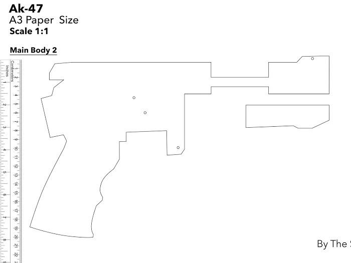 Чертёж автомата АК 47 из картона