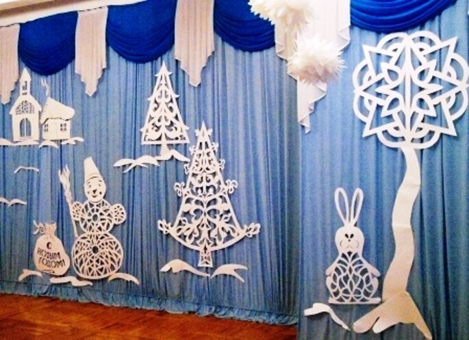 Украшение штор на новый год в детском саду