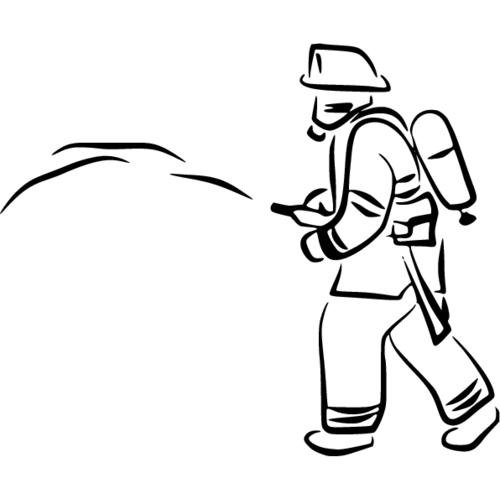 Черный силуэт пожарного