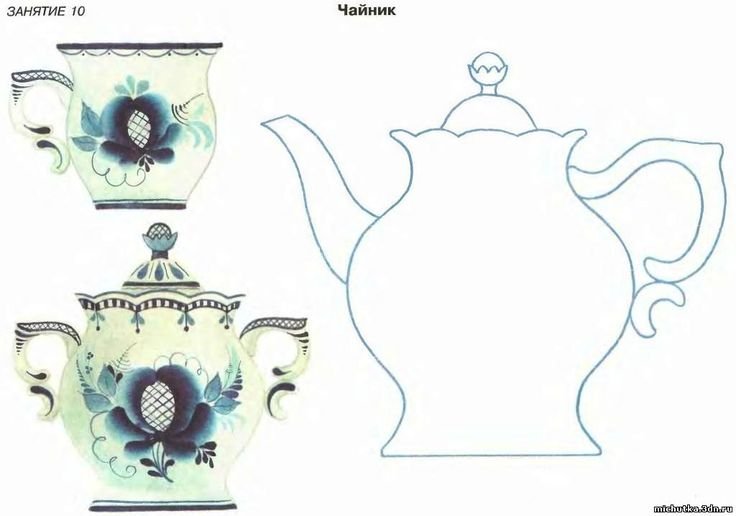 Шаблон чайника для росписи Гжель для детей